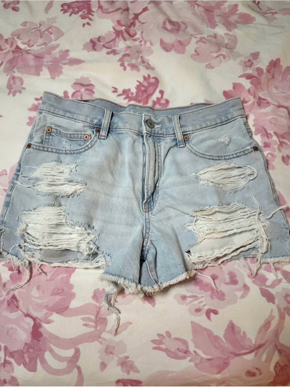 Women’s American eagle Light Blue Distressed Denim Shorts - Women